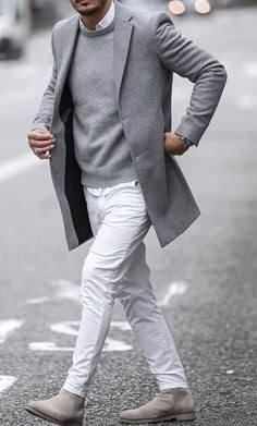 Light Grey Coat Outfit, Grey Coat Outfit, Grey Overcoat, Custom Dress Shirts, Overcoat Men, Gray Coat, Coat Outfit