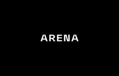 the word arena written in white on a black background