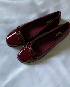 Cherry Red Shoes, Red Flats, Heels Fashion, Girly Shoes, Shoe Inspo, Aesthetic Shoes, Swag Shoes