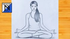 a drawing of a woman sitting in the middle of a yoga pose