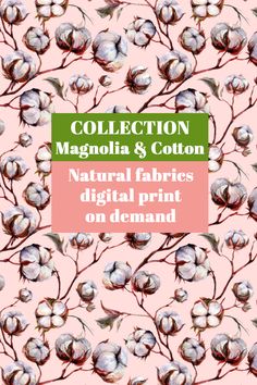 a pink and green cover with cotton flowers in the foreground, text reads koleckca magnolfie i bawena naturale