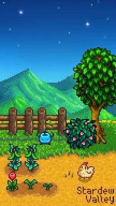 an old - school video game with plants and flowers