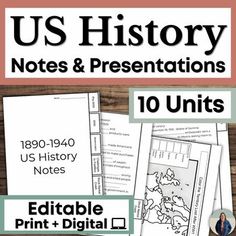 the us history notes and presentations for students to use in their homeschool classroom