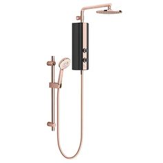 thermostaer with shower head and handset in black and rose gold finish