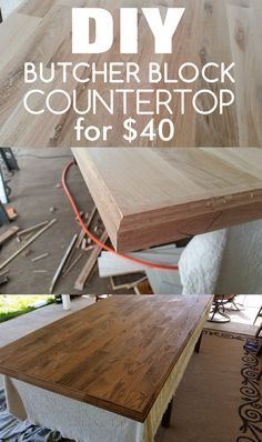 the diy butcher block countertop for $ 40 is ready to be installed in any room