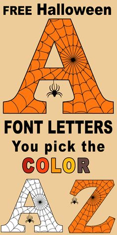 an alphabet with spider webs and the letter a in it's uppercase