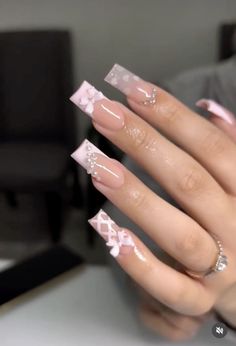 #pink #nails #inspo Latina Nails, Nails Sparkle, Hard Nails, French Acrylic Nails, Really Cute Nails, Acrylic Nails Coffin Pink