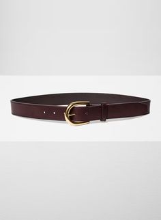 ACCENT SOLID BRASS LEATHER WIDE BELT | Aritzia Wide Leather Belt, Wide Belt, Brass Buckle, Zip Sweater, Ankle Socks, Sleek Look, Leather Belt, Smooth Leather, Crew Socks