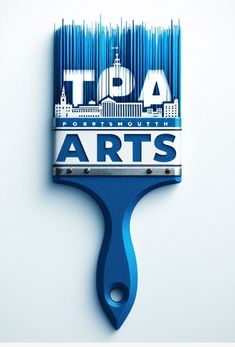 a blue brush with the word arts painted on it's front and back side