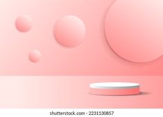 an abstract pink background with circles and a round object on the bottom right corner in front of it