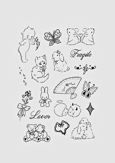 draws cute aestethic Flash Art Flowers, Coquette Flash Tattoo, Croquette Tattoo Ideas, Aesthetic Cross Tattoo, Cute Lil Tattoos, Croquette Tattoo, 5 Inch Tattoo, Coquette Tattoo Ideas, Victorian Tattoo Vintage