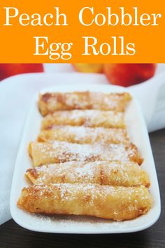 Peach Cobbler Egg Rolls Homemade Vanilla Icing, Baked Peach Cobbler, Egg Rolls Baked, Easy Peach Pie, Wonton Recipes