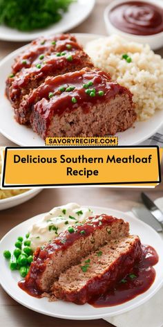 delicious southern meatloaf recipe with sauce and mashed potatoes