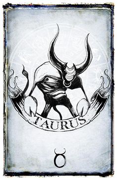 the zodiac sign for taurus is drawn in black ink