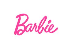 the barbie brand logo is shown in pink