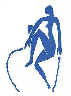 a blue and white drawing of a person climbing