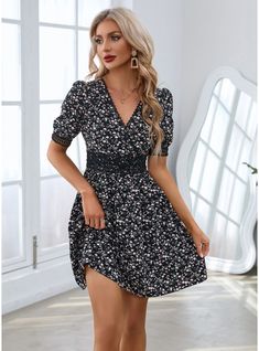 JJ's House Floral Print Lace Polyester Mini V-Neck Spring Summer A-line NO Black S Dress. #JJ's House #FloralPrint #Lace #Polyester #Mini #VNeck #Spring #Summer #Aline #NO #Black #S #Dress Short Aline Dress, Short Aline, Dress For Wedding, Aline Dress, Polyester Dress, Black Shorts, A Line, Floral Print, Wedding Dresses