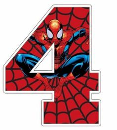 the number four with spiderman on it