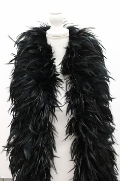 2 Yards SADDLE Feather Boa Black 6-10" in Width Black Feather Boa, Black Costume Accessories For Winter Parties, Black Flapper Costume Accessories For Costume Party, Black Flapper Accessories For Costume Party, Boa Outfit, Goth Punk Aesthetic, Black Feather Dress, Feather Scarf, Feather Coat