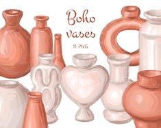 a group of vases sitting next to each other