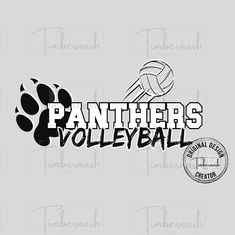 the logo for panther's volleyball is shown on a gray background with black and white lettering