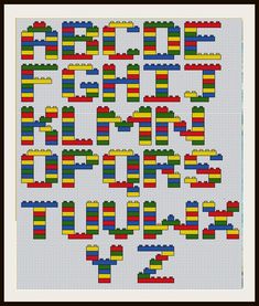 a cross stitch pattern with lego blocks in the shape of letters and numbers on it