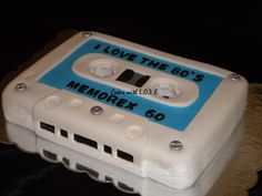 a cake made to look like an old school cassette player with the words i love the 80's on it