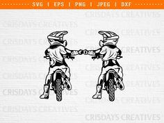 two motorcyclists shaking hands on their bikes svg file for cric