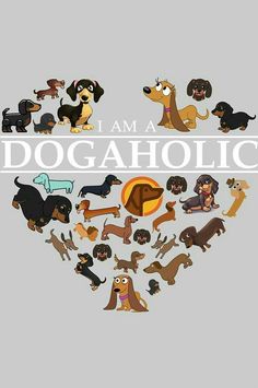 i am a dogaholici poster with dogs in the shape of a heart