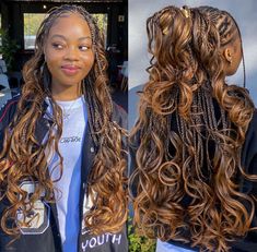 Wavy Hair With Braid, Curly Braiding Hair, Straight Wavy Hair, Goddess Braids Hairstyles, Box Braids Hairstyles For Black Women, Braids Hairstyles Pictures, Cute Box Braids Hairstyles, Protective Hairstyles Braids, Pretty Braided Hairstyles