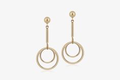 Strathberry - Circle Drop Earrings - Gold | Strathberry Modern 14k Gold Dangle Earrings, 22 Carat Gold, Generation To Generation, Luxury Gift Box, Gold Gilding, Tuscany Italy, Delicate Earrings, Gold Drop Earrings, Present Ideas