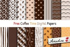 coffee time digital papers with different patterns and textures, including cheetah, zebras,