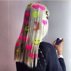 Hair Stencils Are What Your Festival Look Is Missing Stencil Hair, Exotic Hair Color, Hair Stenciling, Galaxy Hair, Dramatic Hair, Cute Hair Colors, Neon Hair, Temporary Hair Color