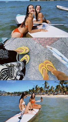 two women sitting on surfboards in the water