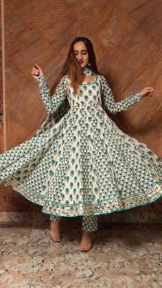 Paisely Cotton Kalidar Anarkali Set online in USA | Free Shipping , Easy Returns - Fledgling Wings Traditional Drape Palazzo Set With Block Print For Wedding, Wedding Palazzo Set With Block Print And Traditional Drape, Fitted Anarkali Set With Cutdana, Semi-stitched Block Print Palazzo Set For Wedding, Bollywood Style Block Print Anarkali Set For Designer Wear, Anarkali Block Print Kurta For Wedding, Traditional Full-length Designer Dupatta, Fitted Block Print Sharara For Wedding, White Anarkali Sharara With Block Print