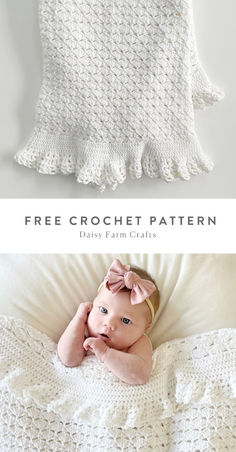 Free crochet pattern from Daisy Farm Crafts! Crochet a cherished keepsake for your little one. Crochet Bees Pattern, Daisy Farms Crochet Patterns Free, Crochet Baby Stuff Free Pattern, Baby Girl Blankets Crochet, Daisy Farms Crochet Patterns, Free Baby Blanket Crochet Patterns Easy, Baby Girl Crochet Patterns