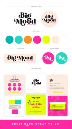 the logo design for big mood, a creative company that uses bold colors and font to create