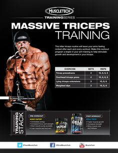 an ad for muscle training with the message massive triceps training, which is written in