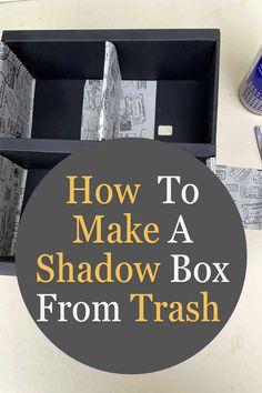 cardboard box with text overlay Ornament Shadow Box Ideas, Hat Shadow Box Ideas, Cowboy Shadow Box Ideas, Shadow Box Table Ideas, Diy Shadow Box Ideas How To Make, Cardboard Shadow Box Diy, Cricut Projects Shadow Boxes, Box Frame Art Ideas, How To Make Shadow Boxes