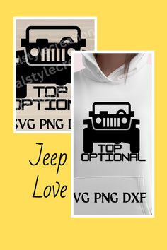 the jeep hoodie is white and has black lettering on it that says jeep love