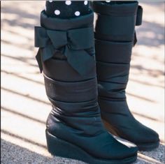 Reposhing This Item I Purchased From @Rosiesmama8. Loved It, But Ready To Rotate For Something New. Questions? Leave A Comment Below! Boots With Bows, Fuzzy Wuzzy, Fancy Shoes, Kate Spade Shoes, Girls Boots, Wedge Boots, Tall Boots