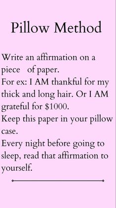 Pillow Method, How To Believe, Manifestation Meditation, Vie Motivation, Spiritual Manifestation, Manifestation Law Of Attraction, Manifestation Journal, Manifesting Money