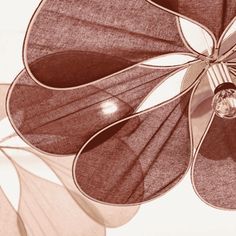 a close up of a flower shaped object on a white surface with brown and pink petals