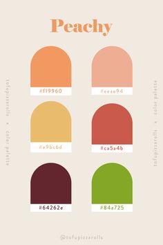 the color scheme for peachy is shown in three different colors, including red, orange, and green