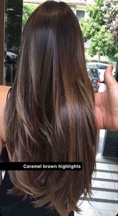 Caramel Brown Highlights, Black Hair Balayage, Brown Hair Looks, Brunette Hair With Highlights, Brunette Balayage Hair, Brown Hair Balayage