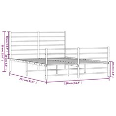 the bed frame is shown with measurements for each side and bottom bunks on it