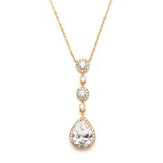 PRICES MAY VARY. LUXURY STYLE: Mariell Cubic Zirconia Y-style Gold Pendant Necklace for Bridal or Special Occasion, Features a Plunging Bold Teardrop with Round-Cut Halos, ChainGenuine 14 K Gold Plating with the Look of Fine Jewelry PERFECT SIZE: Dramatic Pendant Measures 2 1/4" High, Length is Adjustable 16"- 19" on Gold Head-Turning Statement Necklace for Yourself or For Impressive Gift-Giving QUALITY DESIGN: Finest Quality Cubic Zirconia for Diamond-like Brilliance, Gorgeous Wedding Jewelry f Mother Of The Groom Jewelry, Groom Jewelry, Mother Of The Bride Jewelry, Bridal Necklaces, Gold Necklace Wedding, Gold Bridal Necklace, Rose Gold Pendant Necklace, Wedding Pendant, Drop Pendant Necklace