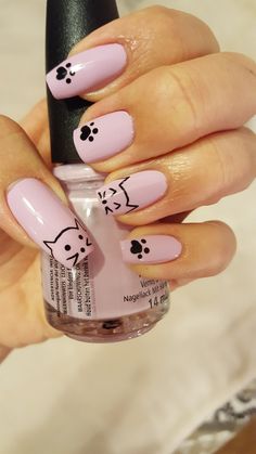 Cat Paw Print Nail Designs, Cats Nail Art, Kitty Cat Nails Design, Simple Cat Nail Art, Cat Paws Nail Art, Simple Cat Nail Designs, Easy Cat Nail Art, Cat Nail Art Designs Kitty, Cat Nail Designs Cute