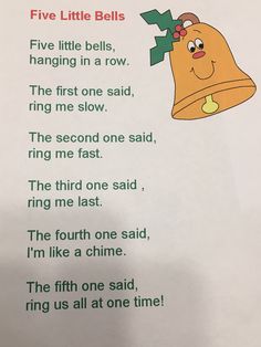 a poem written in the language of five little bells, with an image of a bell on it