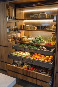 an open refrigerator filled with lots of food